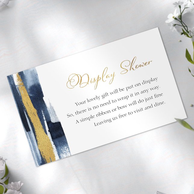 Abstract Gold Blue Bridal Shower Display Shower Enclosure Card (Creator Uploaded)