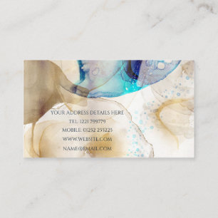 Abstract Gold Blue Fluid Art Painting Business Card