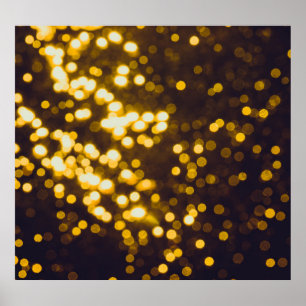 Abstract Gold Bokeh Black Background Poster