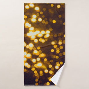 Abstract gold bokeh with black background bath towel