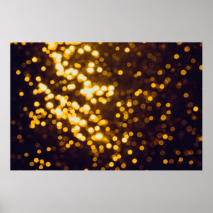 Abstract gold bokeh with black background poster