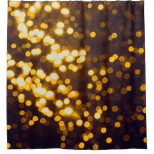 Abstract gold bokeh with black background shower curtain