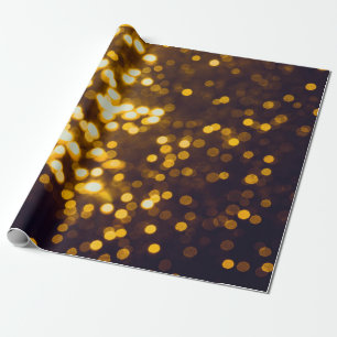 Abstract gold bokeh with black background wrapping paper