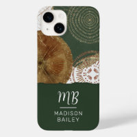Abstract Gold Bronze Green Circles Monogram