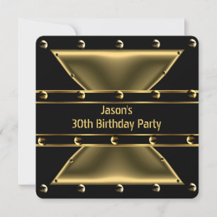 Abstract Gold Bronze Mens 30th Birthday Party 3BG Invitation