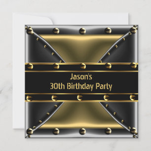 Abstract Gold Bronze Mens 30th Birthday Party 6BG Invitation