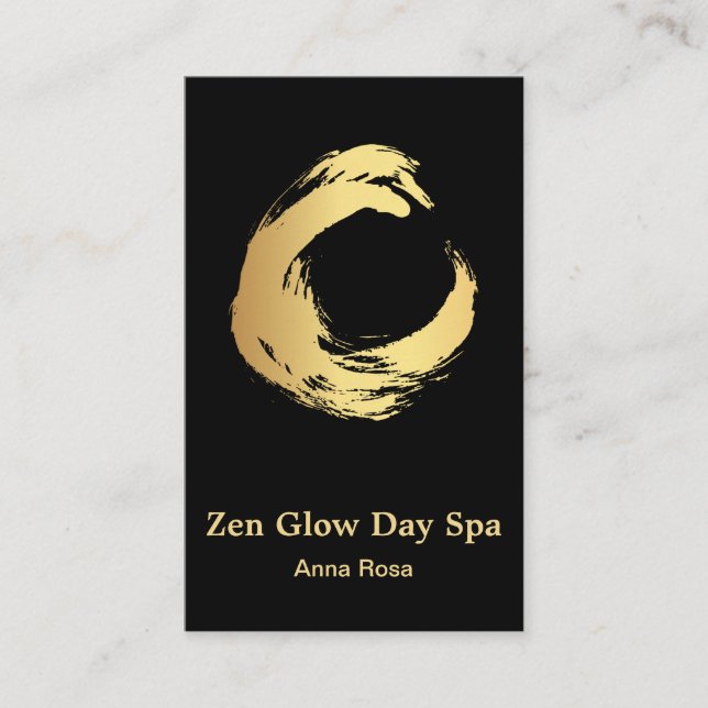 *~* Abstract Gold Brush Reiki Zen Meditation Business Card (Front)