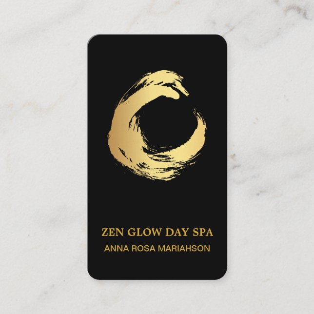 *~* Abstract Gold Brush Reiki Zen Meditation Yoga Business Card (Front)