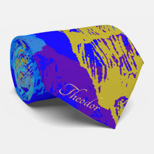 Abstract Gold Butterfly Blue Pastel Background Tie