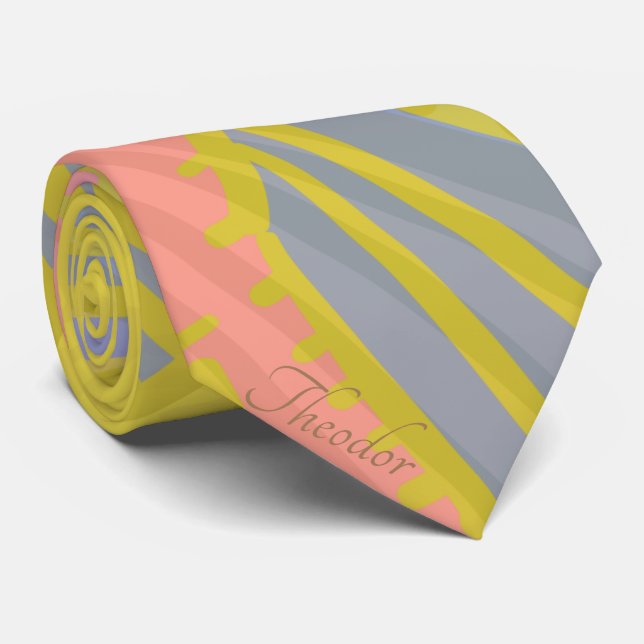 Abstract Gold Butterfly Jad Pink Background Tie (Rolled)