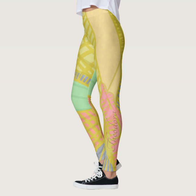 Abstract Gold Butterfly Jad Pink Leggings (Left)