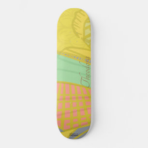 Abstract Gold Butterfly Jad Pink Skateboard
