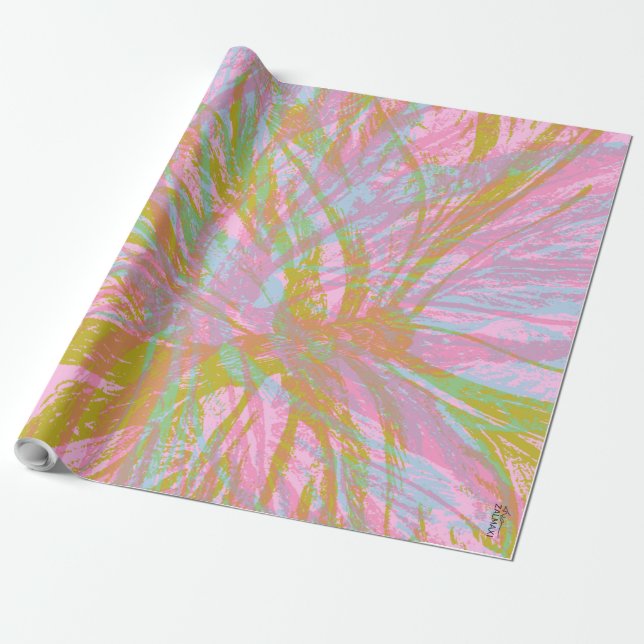 Abstract Gold Butterfly Pink Violet Wrapping Paper (Unrolled)