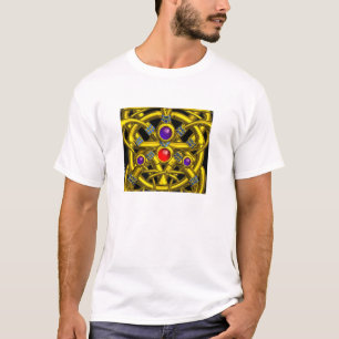 ABSTRACT GOLD CELTIC KNOTS WITH COLORFUL GEMSTONES T-Shirt