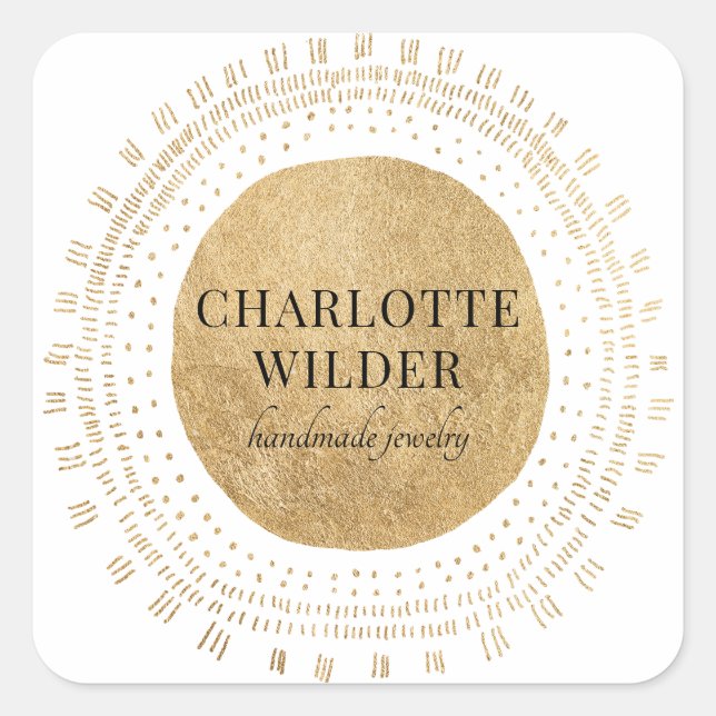 Abstract Gold Circle Jewellery Designer  Square Sticker (Front)