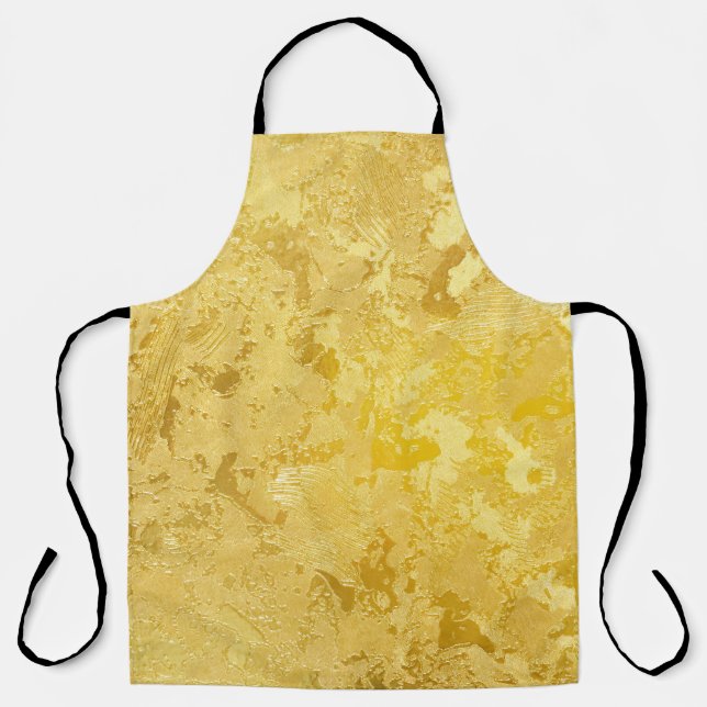 Abstract gold colour painted on grunge rough surfa apron (Front)