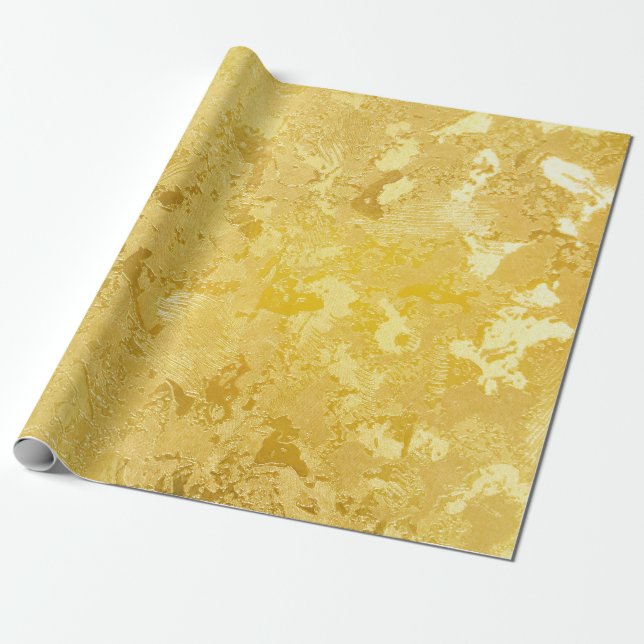 Abstract gold colour painted on grunge rough surfa wrapping paper (Unrolled)