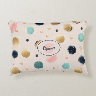 Abstract Gold & Colourful Brushstroke Circle Decorative Cushion