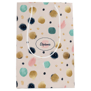 Abstract Gold & Colourful Brushstroke Circle Medium Gift Bag