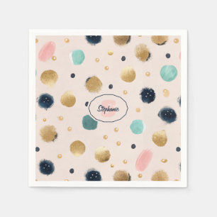 Abstract Gold & Colourful Brushstroke Circle Napkin