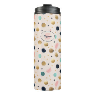 Abstract Gold & Colourful Brushstroke Circle Thermal Tumbler