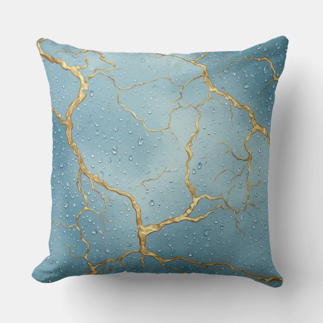 Abstract Gold Crack Texture with Wet Metallic Cushion (Front)