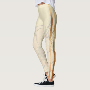 Abstract Gold Creme Floral Leggings