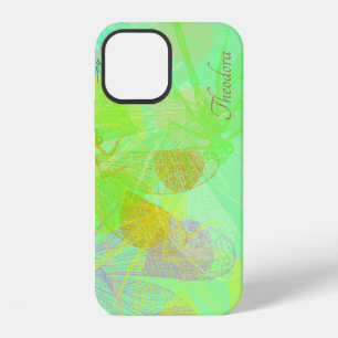 Abstract Gold Dragonfly Blue Pastel Pattern iPhone 12 Case