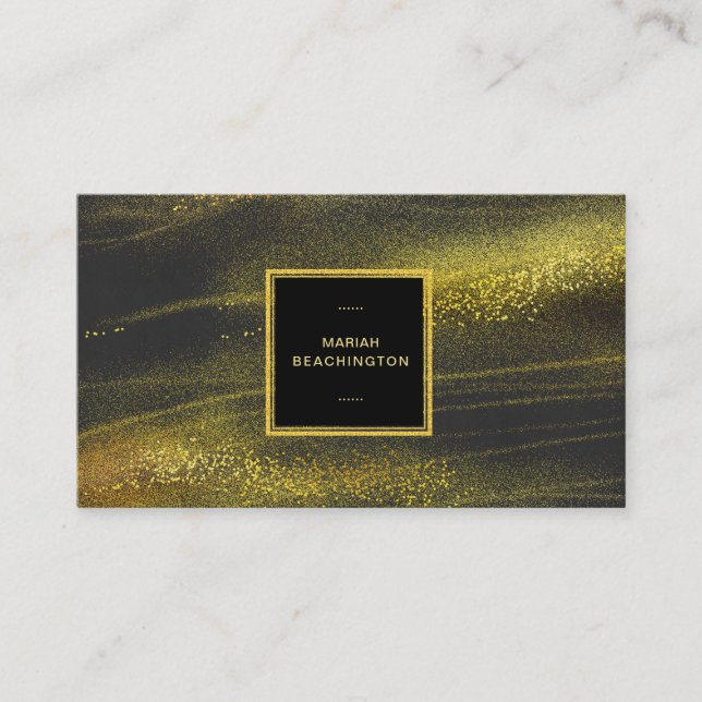 *~* Abstract Gold Dust and Black Exciting Bold Business Card (Front)