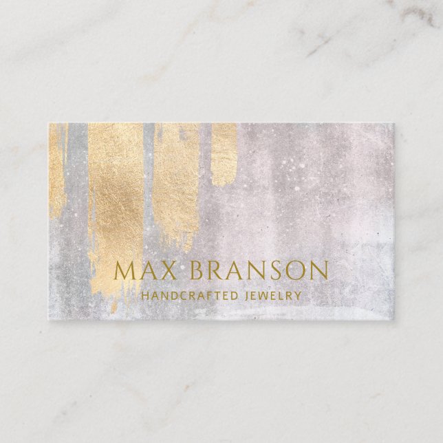 Abstract Gold Faux Metallic Jewellery Designer Business Card (Front)