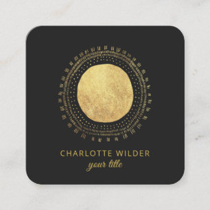 Abstract Gold Foil Circle Square Black Square Busi Square Business Card