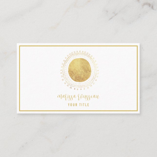 Abstract Gold Foil Circle Square Business Card (Front)