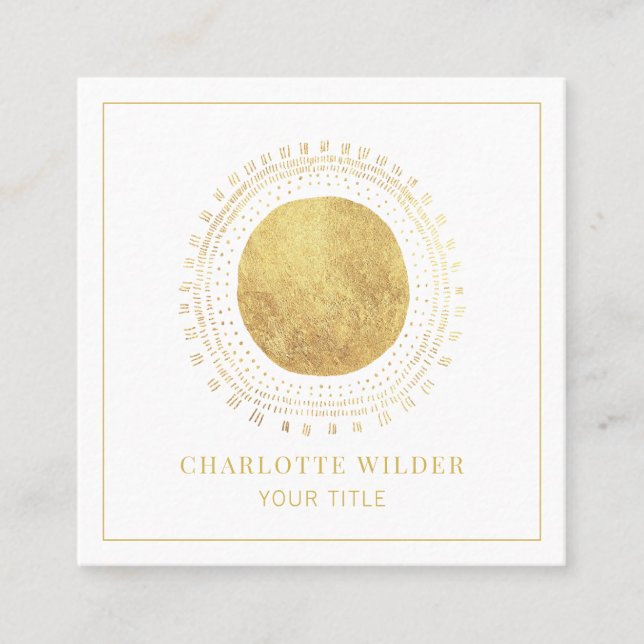 Abstract Gold Foil Circle Square  Square Business Card (Front)