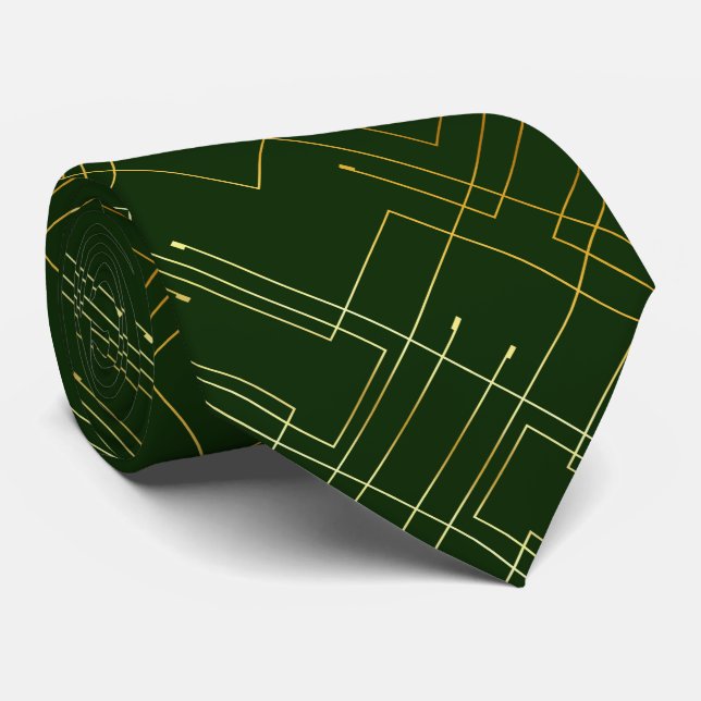 Abstract Gold Foil Neck Tie (Rolled)