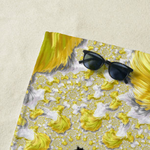 Abstract Gold Fractal Beach Towel