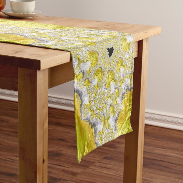 Abstract Gold Fractal Short Table Runner (In Situ)