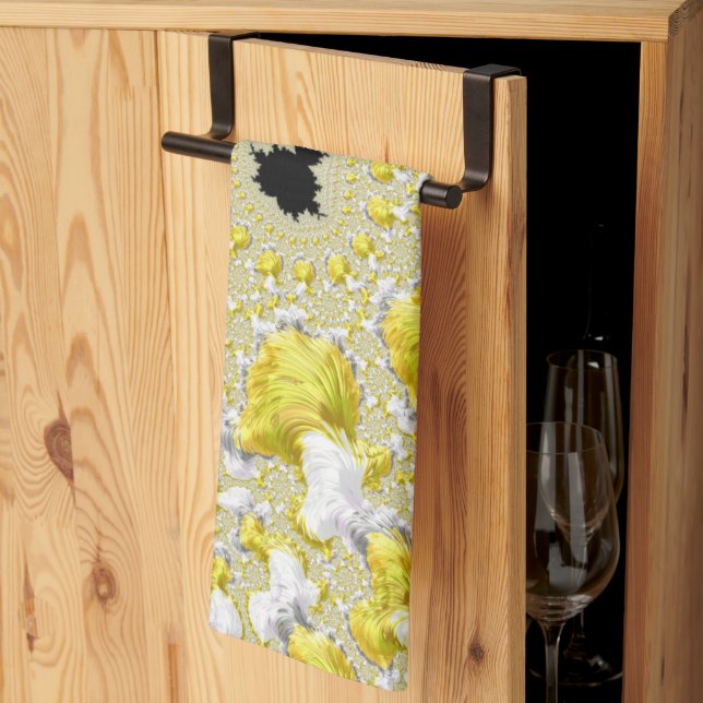 Abstract Gold Fractal Tea Towel (Thirds Fold)