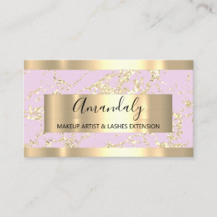Abstract Gold Frame Modern Marble Pink Powder Business Card