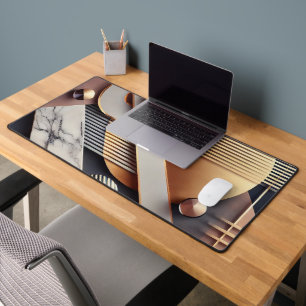 Abstract Gold Geometric Desk Mat