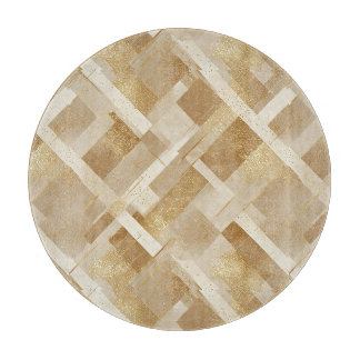 Abstract Gold Geometric Pattern with Metallic Cutting Board