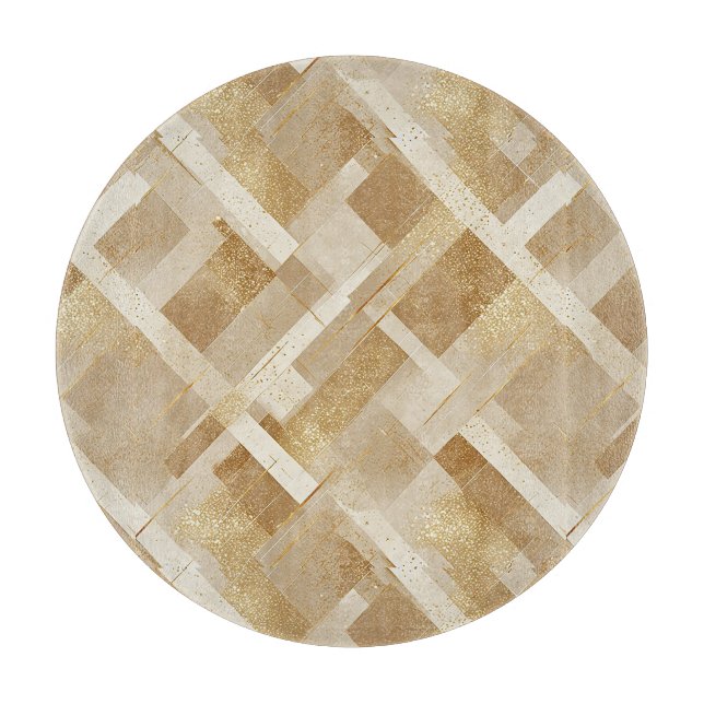 Abstract Gold Geometric Pattern with Metallic Cutting Board (Front)
