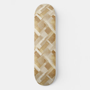 Abstract Gold Geometric Pattern with Metallic Skateboard