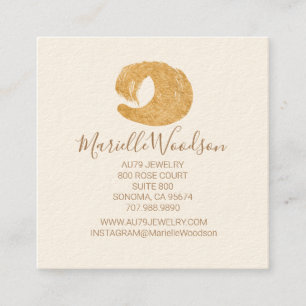 Abstract Gold Glitter Brush Stroke Jewellery Maker Square Business Card