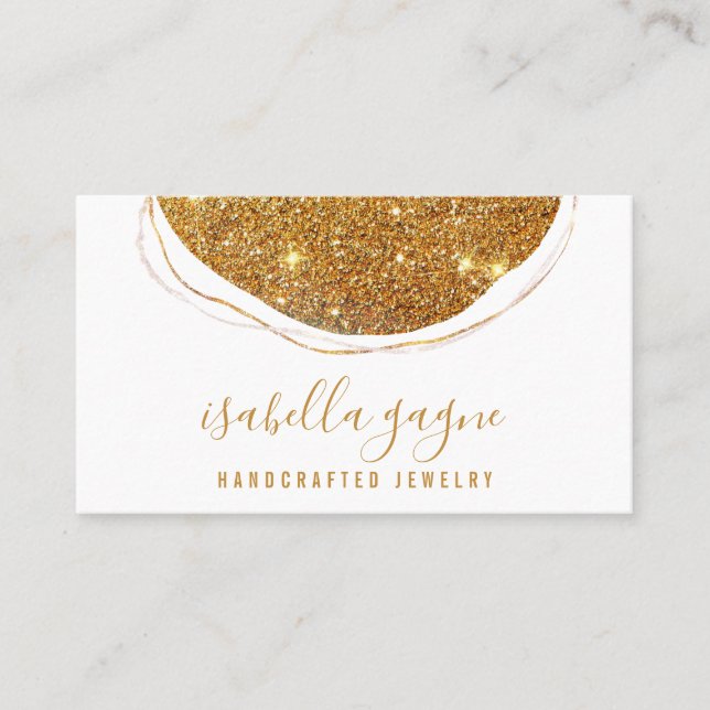 Abstract Gold Glitter Jewlery Designer Business Ca Business Card (Front)
