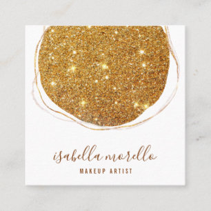 Abstract Gold Glitter Script Name Makeup Artist Square Business Card