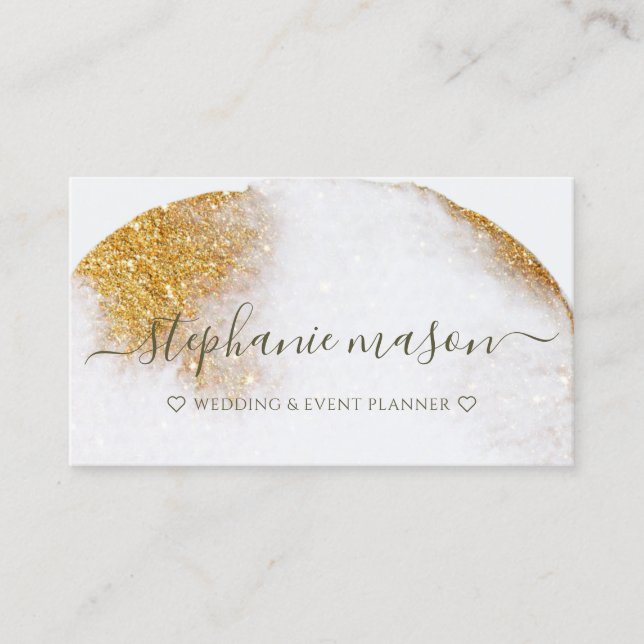 Abstract Gold Glitter Watercolor Business Card (Front)