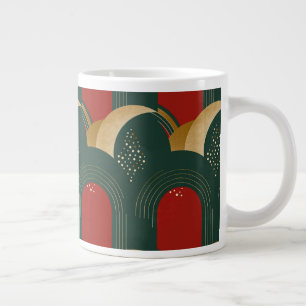 Abstract Gold Green and Red Large Coffee Mug