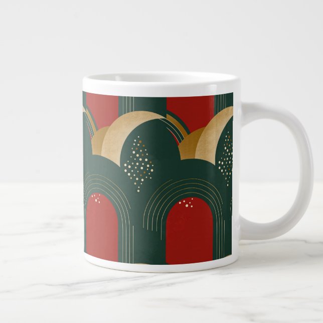 Abstract Gold Green and Red Large Coffee Mug (Right)