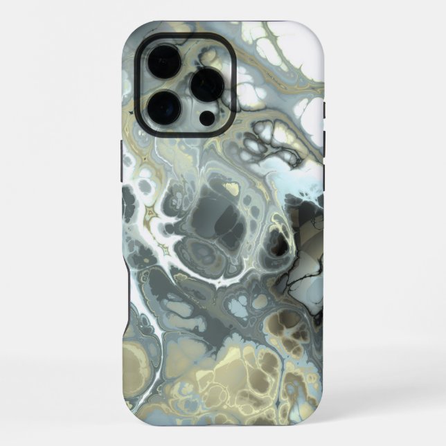 Abstract Gold & Grey Marble Stone Fluid Texture iPhone Case (Back)