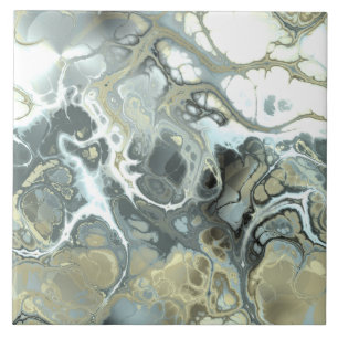 Abstract Gold & Grey Marble Stone Fluid Texture Tile